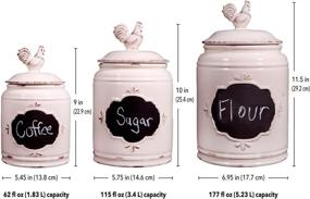 img 1 attached to 🐓 Vintage Kitchen Canisters Set of 3 – Retro Jars for Kitchen Storage with Rooster Lid – High-Quality Ceramic Canister Set with Chalkboard Labels – Sealed Farmhouse Canisters for Flour, Coffee (Ivory)