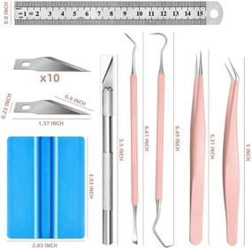 img 3 attached to 🌹 17PACK Weeding Craft Tool Kit - Upgraded Stainless Steel Weeder Hook and Pick Set for Silhouettes, Cameos, Lettering, Cutting, Splicing - Rosegold