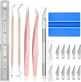 img 4 attached to 🌹 17PACK Weeding Craft Tool Kit - Upgraded Stainless Steel Weeder Hook and Pick Set for Silhouettes, Cameos, Lettering, Cutting, Splicing - Rosegold