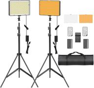 🎥 samtian dimmable led video lighting kit with 79 inches stands, batteries, remotes, carrying bag - ideal for youtube studio photography, video shooting, zoom cloud meeting - light panel for enhanced seo logo