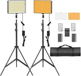 img 4 attached to 🎥 SAMTIAN Dimmable LED Video Lighting Kit with 79 Inches Stands, Batteries, Remotes, Carrying Bag - Ideal for YouTube Studio Photography, Video Shooting, Zoom Cloud Meeting - Light Panel for Enhanced SEO