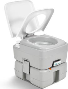 img 4 attached to YITAHOME Portable Toilet 3.96 Gallon: Travel RV Potty with T-Type Water Outlets, Anti-Leak Handle Water Pump & Rotating Spout - Perfect for Camping, Boating, Hiking & Trips