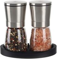 🌶️ vevok chef salt and pepper grinder set: adjustable coarseness, ceramic pepper mill, rubber base, spice grinder – perfect kitchen cooking salt and pepper shaker, ideal chef gift logo