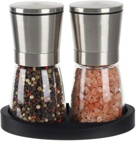 img 4 attached to 🌶️ VEVOK CHEF Salt and Pepper Grinder Set: Adjustable Coarseness, Ceramic Pepper Mill, Rubber Base, Spice Grinder – Perfect Kitchen Cooking Salt and Pepper Shaker, Ideal Chef Gift