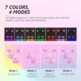 img 3 attached to Pink Cat Ear Bluetooth Headphones for Kids, MindKoo 🐱 Wireless LED Light Up Girls Headphones with Microphone for iPhone/iPad/Kindle/Laptop/PC