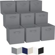 📦 set of 9 13x13 large storage cubes in grey - fabric bins with dual handles, ideal for home and office organization, foldable cube baskets for closet shelves, efficient closet organizers and storage boxes logo