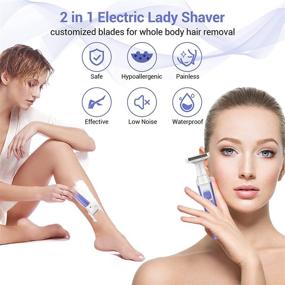 img 3 attached to Versatile 2-in-1 Electric Razors for Women: Painless Hair Removal for Face, Legs, Underarm & Bikini Area - Wet/Dry Use, Portable Women's Electric Shaver