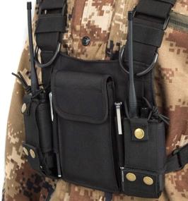 img 3 attached to 📻 Radio Shoulder Holster Chest Harness Holder – Convenient Walkie Talkie Chest Rig for Kenwood, Arcshell, Retevis, Baofeng Two Way Radios (Black)