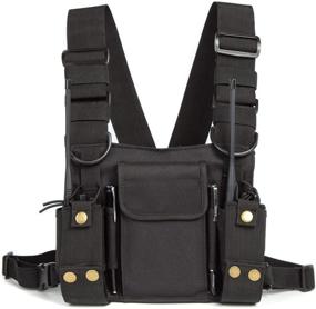img 4 attached to 📻 Radio Shoulder Holster Chest Harness Holder – Convenient Walkie Talkie Chest Rig for Kenwood, Arcshell, Retevis, Baofeng Two Way Radios (Black)