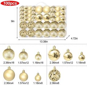 img 3 attached to 🎄 100-Piece Gold Christmas Ball Ornaments Set by OUTTUO - Mini Plastic Balls in 4 Styles and 3 Sizes - Hanging Small Balls for Delicate Indoor Christmas Decoration