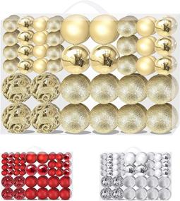 img 4 attached to 🎄 100-Piece Gold Christmas Ball Ornaments Set by OUTTUO - Mini Plastic Balls in 4 Styles and 3 Sizes - Hanging Small Balls for Delicate Indoor Christmas Decoration