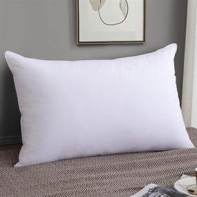 img 4 attached to Craftsman Luxury Goose Down Pillow Insert, High Thread Count 100% Egyptian Cotton Fabric Cover, Soft Bed Pillow (Queen Size, 20x28 inches)