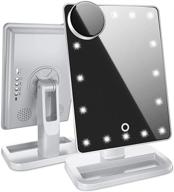 🔆 beautify beauties lighted makeup mirror: bluetooth vanity mirror with adjustable brightness and detachable 10x magnification spot mirror – rechargeable and elegant in white logo