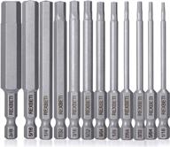 rexbeti 12 piece hex head allen wrench screwdriver bit set, 1/4 inch hex shank s2 steel magnetic drill bits, 3 inch long, 1/16-3/8 inch logo