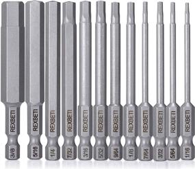 img 4 attached to REXBETI 12 Piece Hex Head Allen Wrench Screwdriver Bit Set, 1/4 Inch Hex Shank S2 Steel Magnetic Drill Bits, 3 Inch Long, 1/16-3/8 Inch