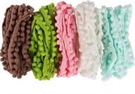 🎀 10 yards, 10mm width pom pom trim ball fringe ribbon - pack of 5 colors, 2 yards per color logo