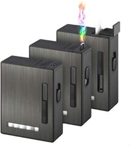 img 4 attached to 20-Pack Rechargeable Electric Arc Lighter Cigarette Case with Automatic Ejection - Windproof Flameless USB Lighter Box Holder - Ideal Gift for Men and Friends