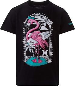 img 1 attached to 🐦 Hurley Boys' Little Character Graphic T-Shirt, Black Flamingo, Size 4