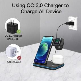 img 1 attached to 🔌 ZHIKE Wireless Charger: 3-in-1 Qi-Certified Charging Station for Apple iWatch Series 6/5/4/3/2/1, AirPods, iPhone & Samsung - Fast Charger Stand Dock