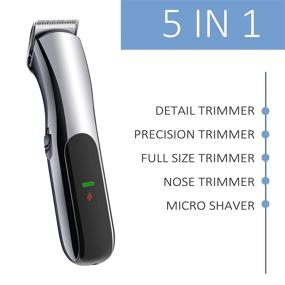 img 3 attached to 💈 5-in-1 Electric Mustache and Beard Trimmer, Fast Charge, Cordless Rechargeable Grooming Set for Men and Women with Precision, Foil, Nose Hair Trimmer, Gun Metal Finish - RCF-1523