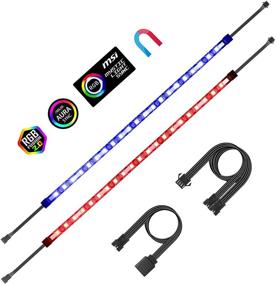 img 4 attached to 🌈 RGB LED Strip Lights for PC Case M/B with 12V 4-pin RGB Headers - Aclorol Magnetic LED Light Strip 2pcs (16in), Compatible with ASUS Aura, Gigabyte Fusion, MSI Mystic Motherboard, 2PCS (42 LEDs)