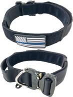 zeustack9 tactical dog collar: heavy duty nylon collar with metal buckle, quick release d-ring, and usa flag patch - ideal for working k9s or active pets logo