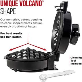 img 2 attached to 🧇 Optimized Chefman Perfect Pour Volcano Belgian Waffle Maker - No Overflow Design Round Iron for Mess-Free Breakfast, Best Small Appliance Innovation Award Winner, Measuring Cup & Cleaning Tool Included