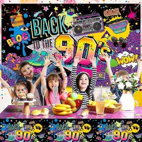 img 1 attached to 🎉 Throwback Vibes: Complete 80s 90s Party Bundle with Inflatable Boombox, Mobile Phone, Backdrop, Tablecloth, and 95 Balloons for a Hip Hop Party (90s Style)