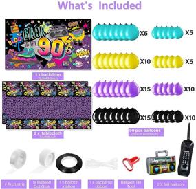 img 3 attached to 🎉 Throwback Vibes: Complete 80s 90s Party Bundle with Inflatable Boombox, Mobile Phone, Backdrop, Tablecloth, and 95 Balloons for a Hip Hop Party (90s Style)