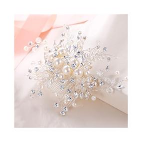 img 3 attached to 💎 Crystal Pearl Wedding Hair Comb for Bride - EVER FAITH Cluster Flower Filigree Hair Accessory