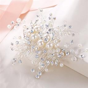 img 2 attached to 💎 Crystal Pearl Wedding Hair Comb for Bride - EVER FAITH Cluster Flower Filigree Hair Accessory