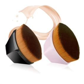 img 4 attached to 💄 Flawless Makeup Application with Foundation Kabuki Brush: Liquid, Powder & Blush | Bonus Protective Case Included! (Pink & Black 2 Pack)