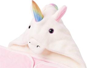 img 2 attached to Nifyto Premium Pink Unicorn Hooded Towel for Kids – Ultra Soft and Extra Large Coral Fleece Bath Towel with Hood, Unicorn Design for Girls and Boys