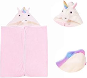 img 4 attached to Nifyto Premium Pink Unicorn Hooded Towel for Kids – Ultra Soft and Extra Large Coral Fleece Bath Towel with Hood, Unicorn Design for Girls and Boys