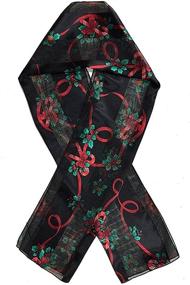 img 1 attached to 🎄 Festive Christmas Scarf: Candycane & Poinsettia Designs by Christmas Scarf Company