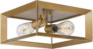 ⚡ emliviar 2-light flush mount ceiling light fixture, 12-inch, antique brass finish, 3040-2 логотип