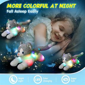 img 1 attached to 😺 Houwsbaby Light up Kitty Stuffed Animal Cat: Floppy LED Plush Toy Kitten Night Lights Glow Pillow - Perfect Birthday Gifts for Kids Toddler Girls - Gary, 15''