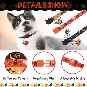img 1 attached to 🐱 EXPAWLORER Halloween Cat Collar Breakaway - 3 Pack Soft Adjustable Collars with Bells & Pendant, Cats and Kittens, Thermal Transfer Printing
