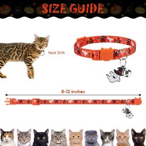 img 3 attached to 🐱 EXPAWLORER Halloween Cat Collar Breakaway - 3 Pack Soft Adjustable Collars with Bells & Pendant, Cats and Kittens, Thermal Transfer Printing
