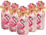 🦩 flamingos party favor bags: 24pcs treat bags with drawstring closure for weddings, birthdays, and showers logo