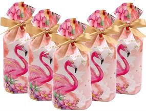 img 4 attached to 🦩 Flamingos Party Favor Bags: 24pcs Treat Bags with Drawstring Closure for Weddings, Birthdays, and Showers