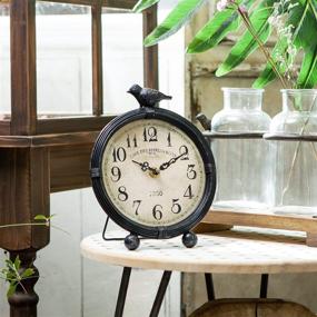img 3 attached to 🕊️ NIKKY HOME Vintage Cottage Metal Table Clock with Bird, 6.8x2x8.5 inches, Black - Stylish Décor Accent