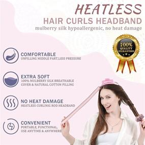 img 3 attached to 🎁 Беспетлевая лента для завивки волос "Heatless Curling Rod Headband Curlers" для шелковистых длинных волос с 2 шелковыми резинками для волос, 2 клипсами для объема у корней волос и 1 заколкой для волос - упаковка в подарочную розовую упаковку