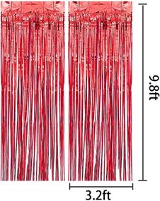 img 3 attached to Livder 4 Pack 3.2x9.8 Feet Shimmering Metallic Foil Glitter Fringe Curtains - Perfect for Birthday, Wedding, Christmas Photo Backdrops, Props, and Party Decorations (Red)