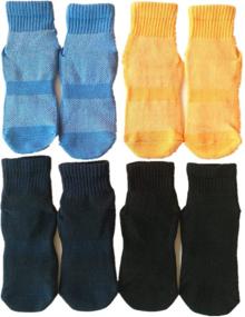 img 3 attached to 🧦 4-Pack Non-Slip Trampoline Socks for Kids - Grippy Anti-Skid Floor Socks for Exercises, Gym, Yoga, and Pilates by Leeshow