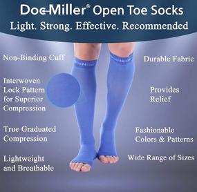 img 2 attached to 1 Pair of Compression Open Toe Socks by Doc Miller – Women & Men's Support Stocking for Circulation Recovery, Shin Splints, Varicose Veins, Maternity Leggings – Medical Grade Nurses (Blue, Large) 20-30mmHg