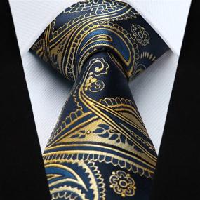 img 2 attached to HISDERN Paisley Floral Jacquard Necktie Men's Accessories for Ties, Cummerbunds & Pocket Squares