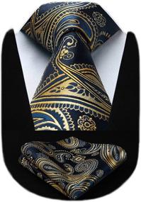 img 4 attached to HISDERN Paisley Floral Jacquard Necktie Men's Accessories for Ties, Cummerbunds & Pocket Squares