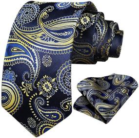 img 3 attached to HISDERN Paisley Floral Jacquard Necktie Men's Accessories for Ties, Cummerbunds & Pocket Squares