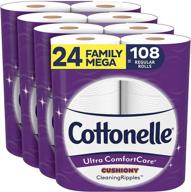 туалетная бумага специально для семьи cottonelle ultra comfortcare: 24 семейных мега-ролла для мягкой и удобной очистки с рифлениями для комфортного использования логотип